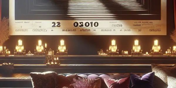 A dimly lit room featuring plush couches, a vintage projector, and iconic erotic film posters, evoking intimacy and intrigue.